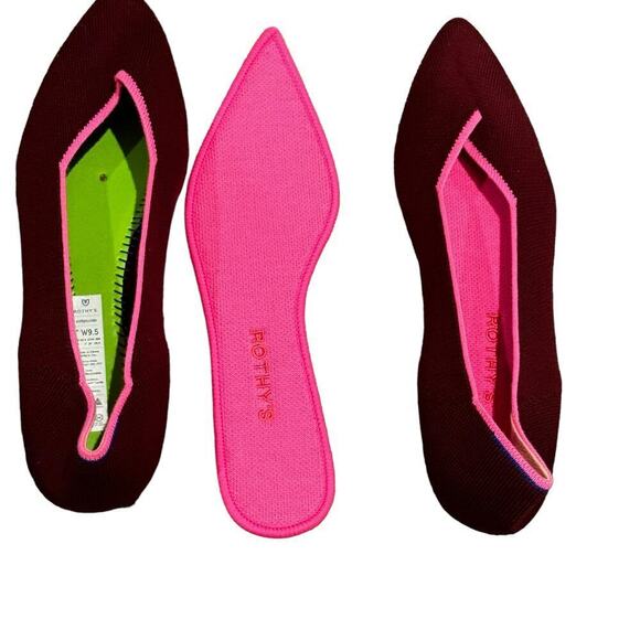 Rothy's The Point Ballet Flat Slip-On Merino Wool Currant Pink Size W9.5 NWOB - Picture 7 of 12